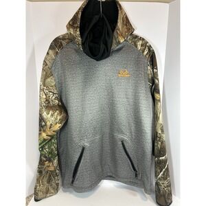 Realtree Hoodie W/ Gator Mens Large Grey Camo Zipper Pockets‎ Hunting Y2K
